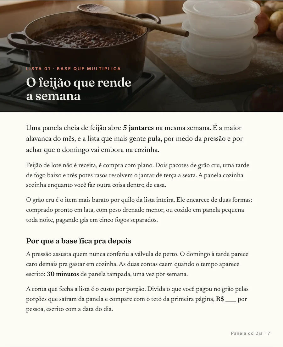 Página real do guia: Abertura de lista